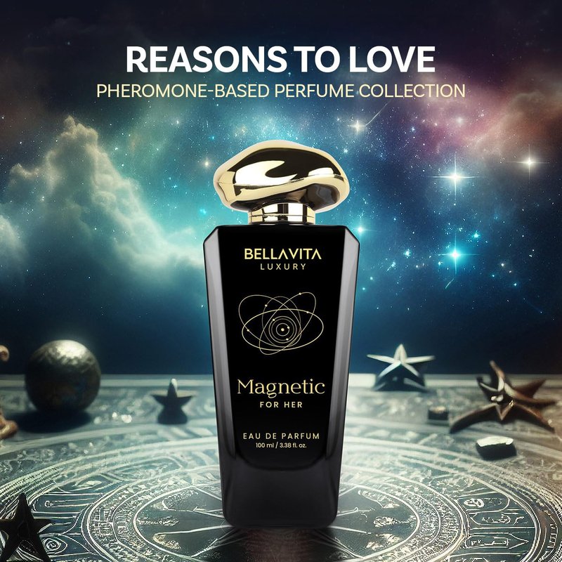 Bellavita Luxury Magnetic for her Eau de Parfum | 100 ml (3.4 fl.oz.) | Perfume for Women | Floral-Gourmand, Cassis, Rose, and Caramel Notes | Long Lasting Women's Day Special Fragrance