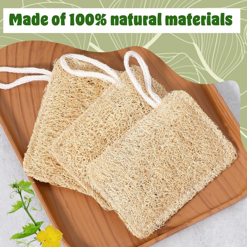 Elegaperma 3Pcs Natural Loofa, 100% Real Natural Loofah Sponges Set, Loofah Sponge for Dishwashing, Luffa Sponges