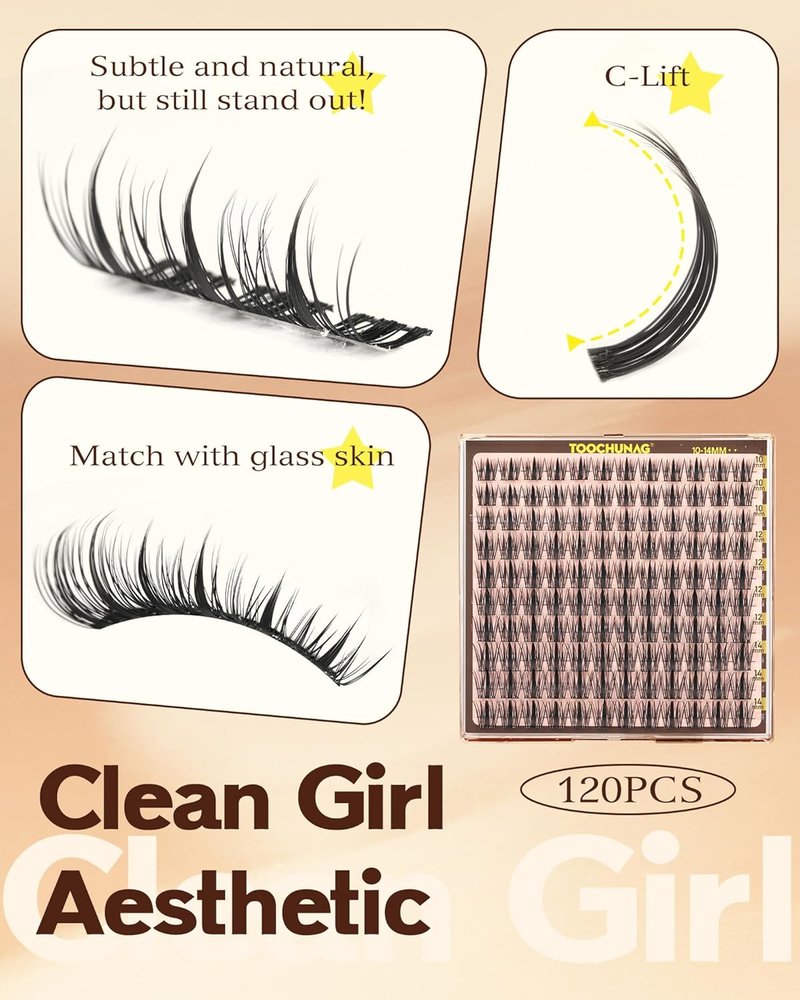 Natural Lash Clusters - Fairy Eyelash Extensions | 10/12/14mm Manga C Curve Wispy DIY Individual Lashes