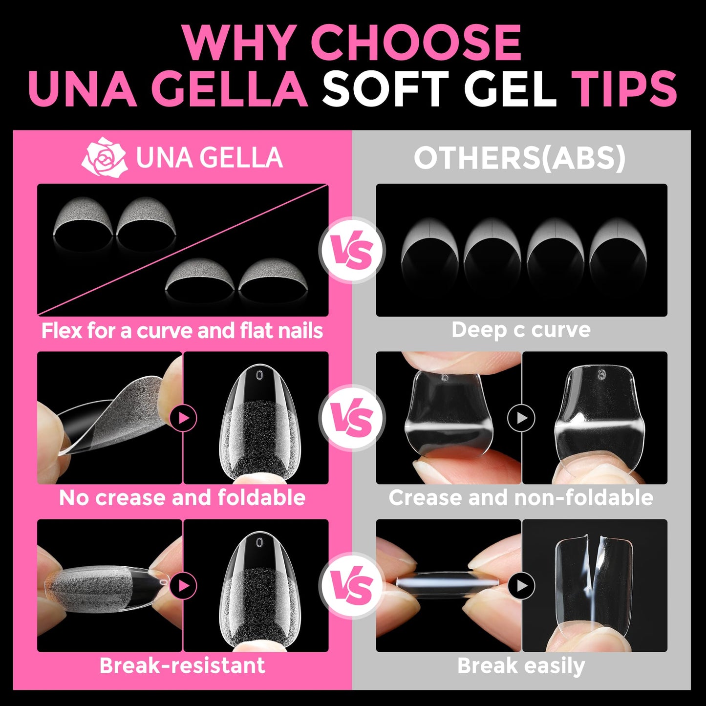 UNA GELLA Short Almond Round Fake Nails 216pcs Almond Press on Nails Pre-shape Oval Gel Nail Tips for Full Cover Acrylic Short Round Nails For Nails tips Extension 12 Sizes
