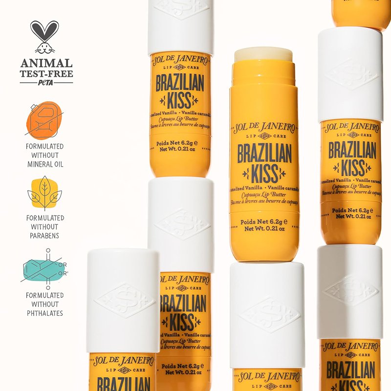 Brazilian Kiss Hydrating Lip Butter Balm - Vegan Vanilla Lip Balm for Soft, Smooth Lips
