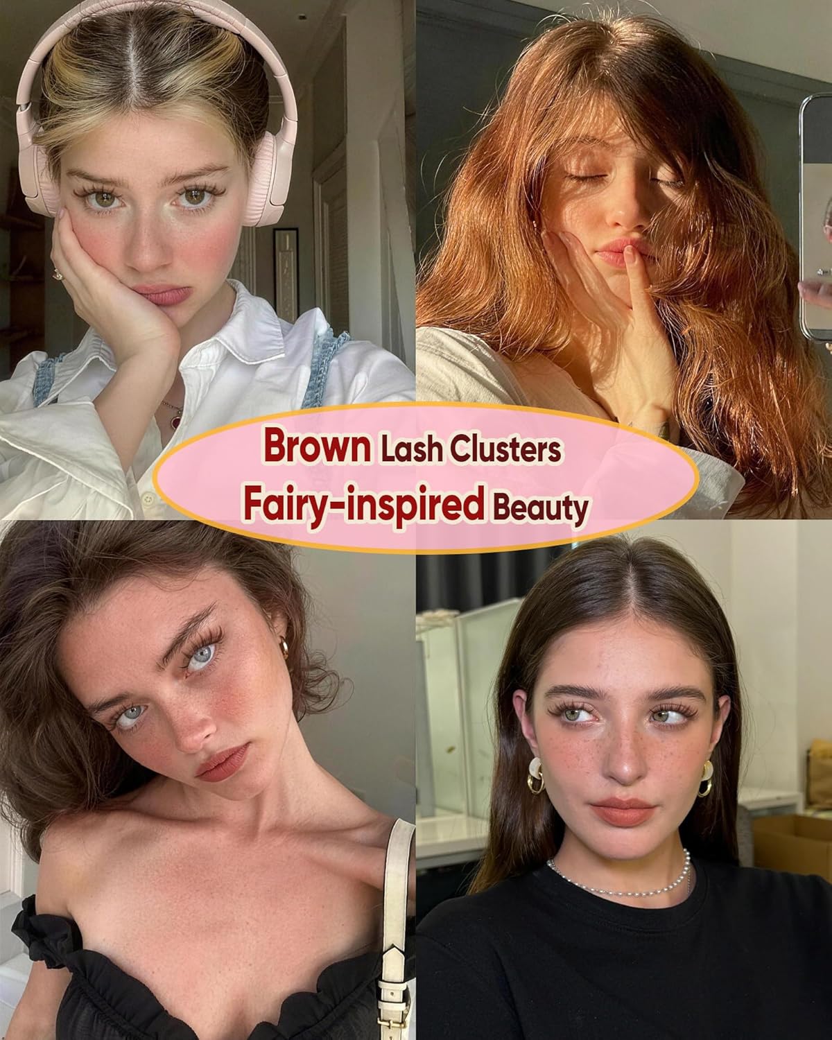 Zenotti Brown Lash Clusters - Natural Fairy Eyelash Extensions | Wispy Spiky Individual Lashes 8-16MM