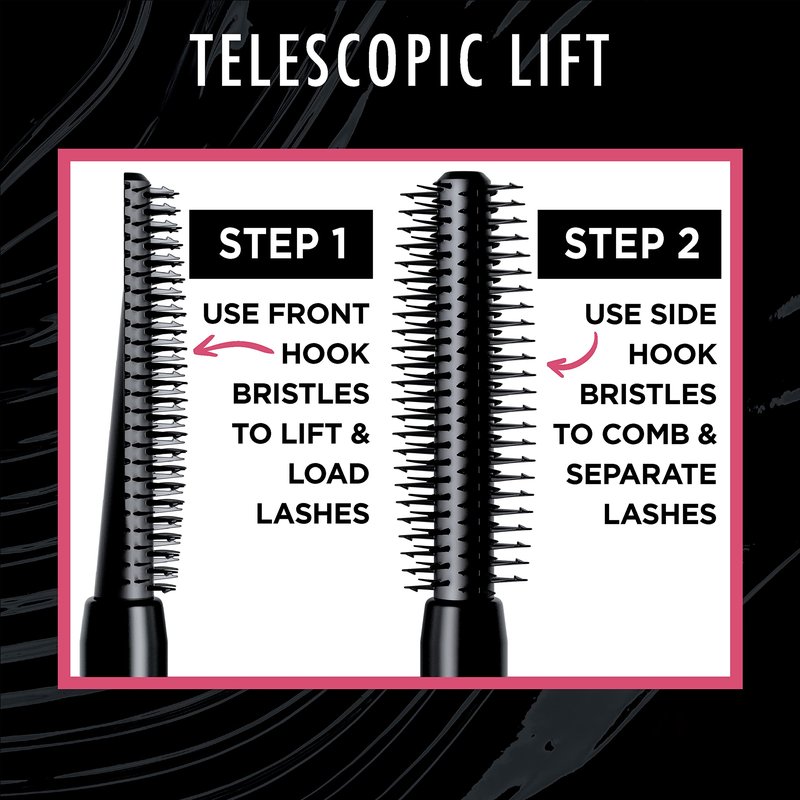 L'Oreal Paris Telescopic Lift Mascara, Lengthening and Volumizing Eye Makeup, Lash Lift with Up to 36HR Wear, Washable, Black Brown, 0.33 Fl Oz