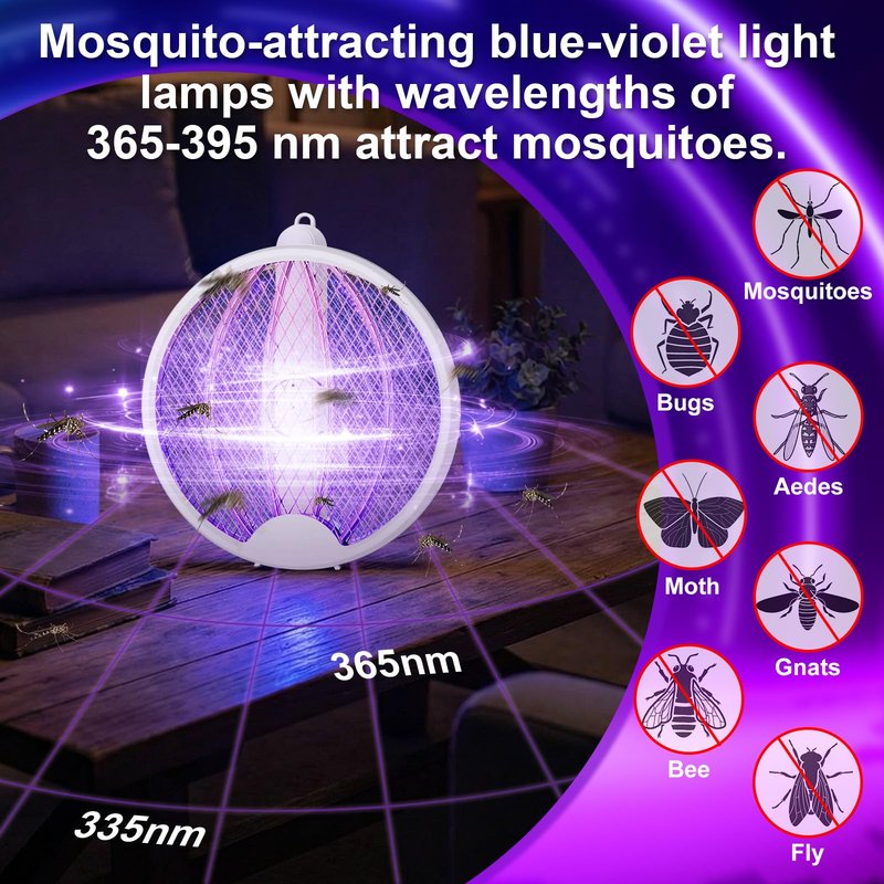 Qualirey 4 Pcs Electric Fly Swatter Bug Zapper Racket 2 in 1 USB Rechargeable Mosquito Racket 3000v High Powered Mosquito Killer for Indoor Outdoor Home Bedroom Kitchen Patio Office Insect (Foldable)
