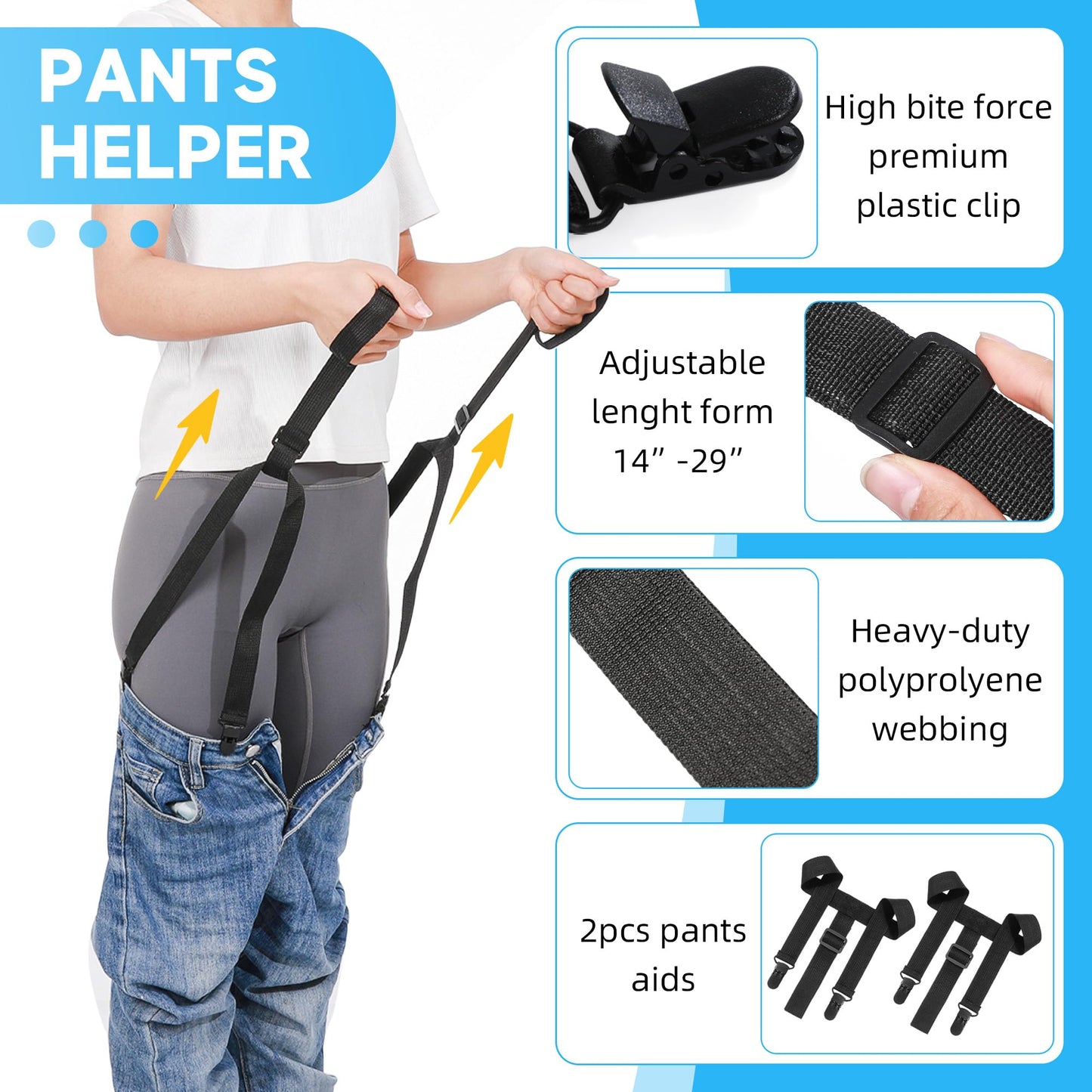 Fanwer 6-Piece Hip Kit for Seniors Total Hip Replacement - Leg Lifter, Sock Aid, Reach Grabber Tool, Dressing Stick, Back Brush and Lotion Applicator, Pants Helper, Hip Replacement Kit After Surgery