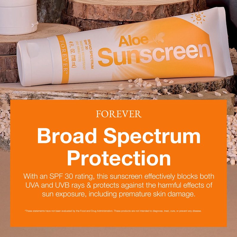 Forever Living - Aloe Sunscreen SPF 30 - with Aloe Vera, Water-Resistant Broad Spectrum UVA and UVB Defense, 4 fl oz