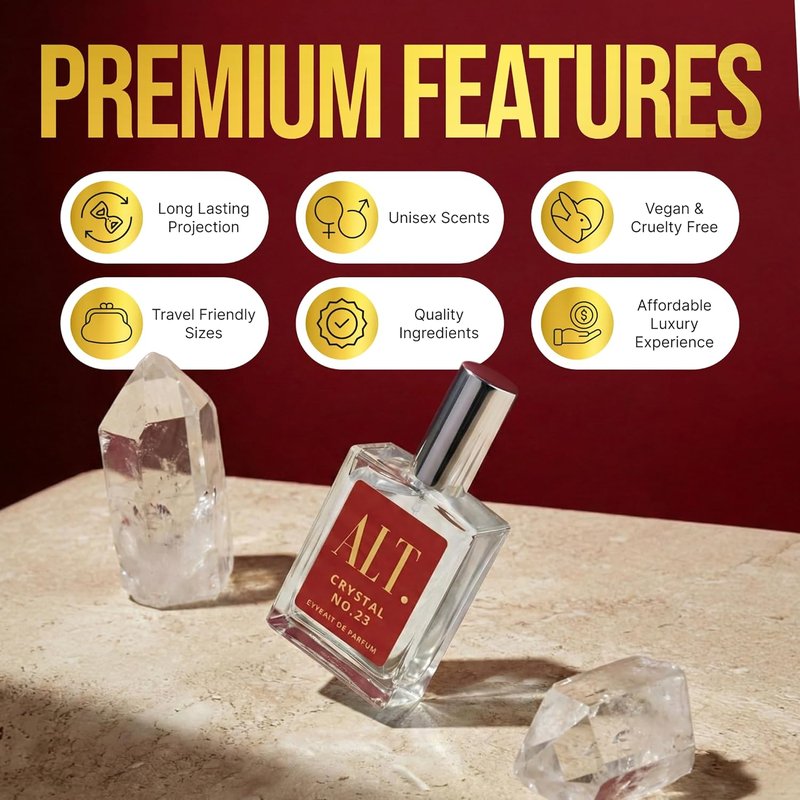 ALT. FRAGRANCES Crystal No. 23 - Unisex Extrait de Parfum Inspired by Baccarat Rouge 540 | 60ml, Long-Lasting Fragrance with Jasmine, Amberwood & Cedar Notes