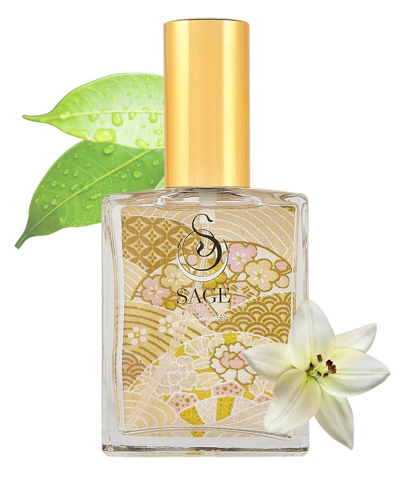 Sage Diamond Spray Perfume - Lily & White Musk Essential Oils | 2oz Travel Size Fragrance for Women
