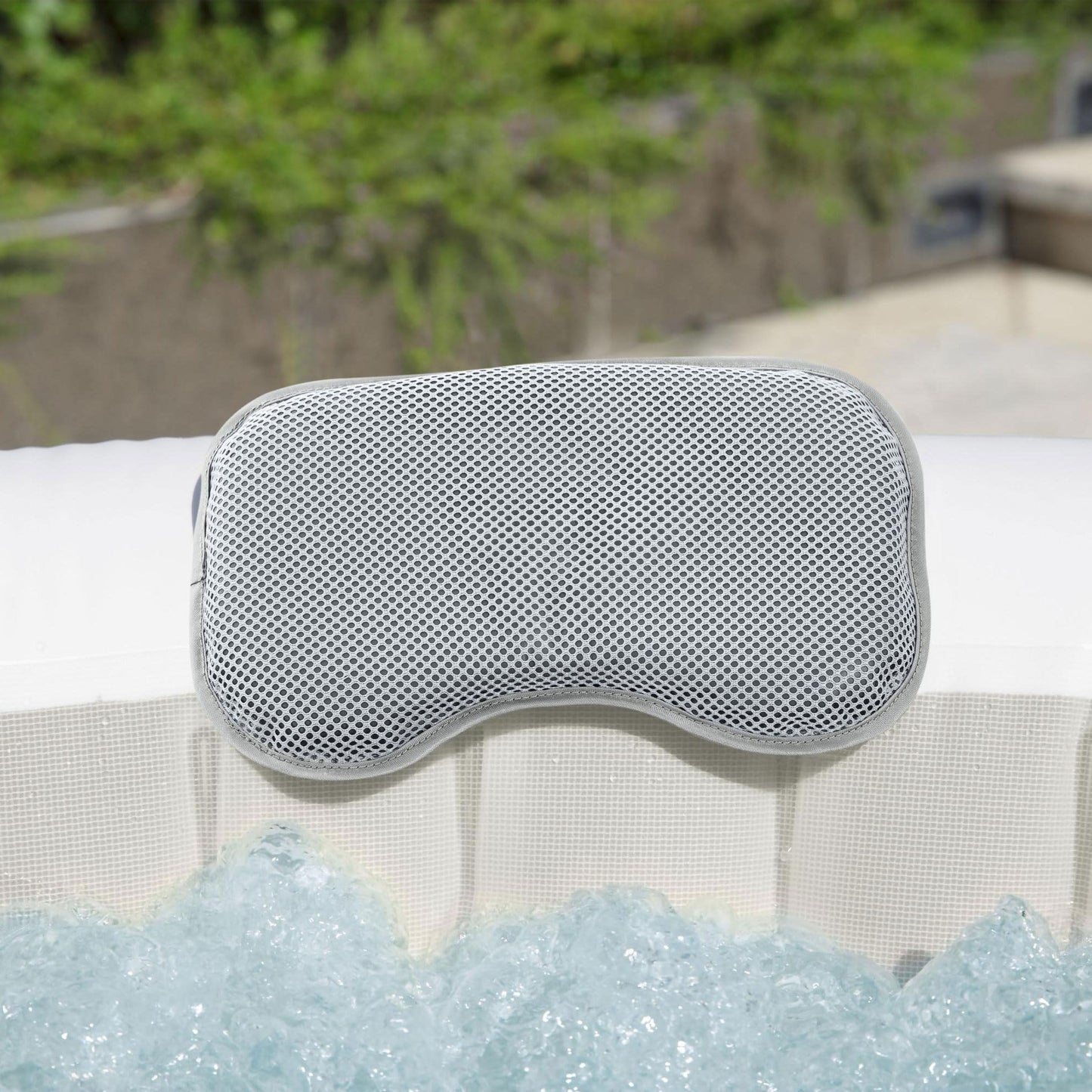 SaluSpa Padded Spa Pillows (2-Pack), Grey | Ergonomic Head & Neck Support for Hot Tubs and Bathtubs | Adjustable Strap with Balance Weight | Compatible with All SaluSpa Models