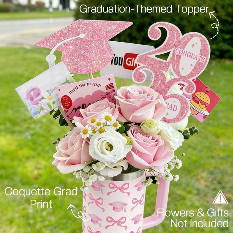ORIENTAL CHERRY Graduation Gifts - 40oz Tumbler Bouquet Gift Kit - Class of 2026 Gift Ideas for Her Women Girls Funny Congrats Grad Gifts for 6th 8th Middle High School College