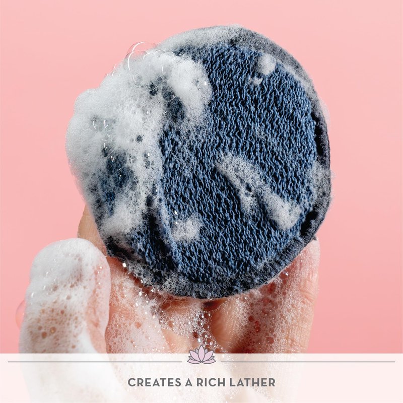 S&T INC. Face Scrubber, Dual-Sided Face Exfoliator with Elastic Strap, Facial Cleansing Pads and Makeup Remover, 3.3 Inch Diameter, 2 Pack, Navy and Grey