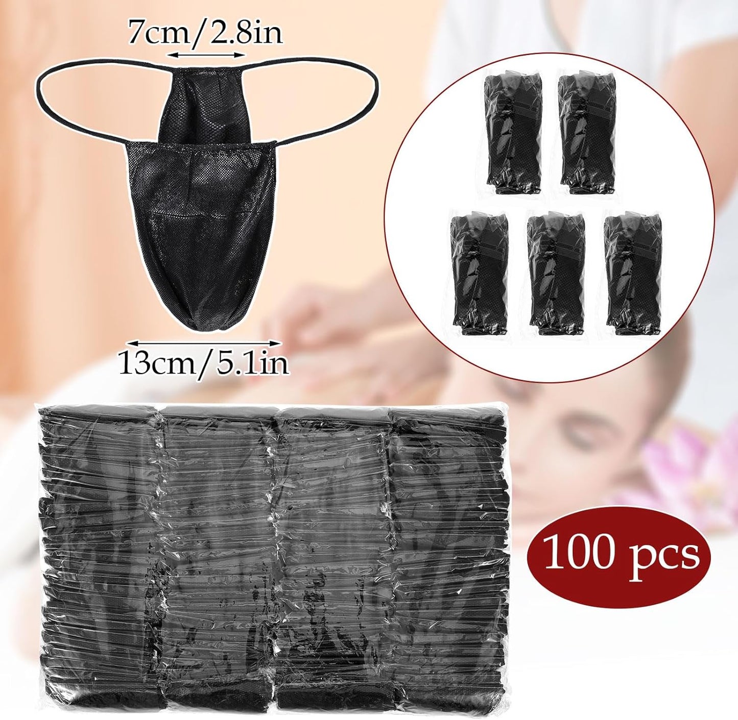 Telooco Disposable Thong Panties - 100 Pcs Non-Woven Fabrics for Spa & Spray Tanning