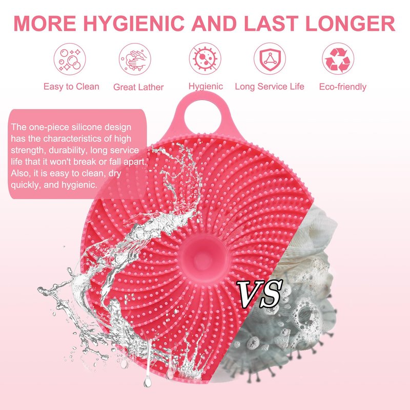 INNERNEED 2-in-1 Silicone Body Scrubber and Scalp Massager Shampoo Brush, Food-Grade Soft Material, More Hygienic, Easily Lather, Convenient for Travel, Gym, Business,etc (Pink)