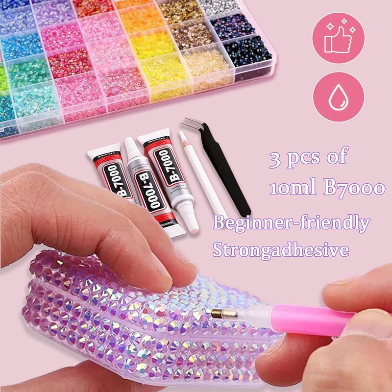 Skiennix 3mm Resin Jelly Rhinestones - 32,000 Pcs Flatback Gems for Bedazzling | Nail Art & Makeup Kit