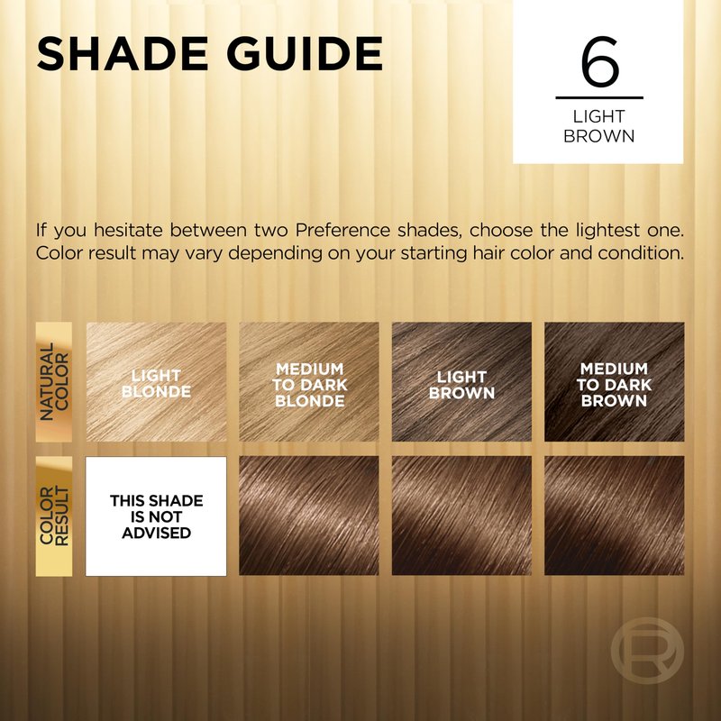 L'Oreal Paris Superior Preference Fade-Defying + Shine Permanent Hair Color, 6 Light Brown, Pack of 1, Hair Dye