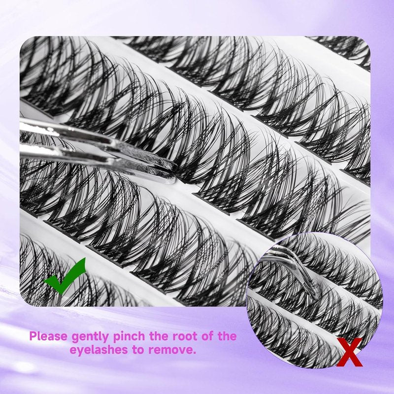 Skiennix Individual Lashes - 120 Cluster Eyelash Extensions with Applicator & Bond | 10-16mm Length C/D
