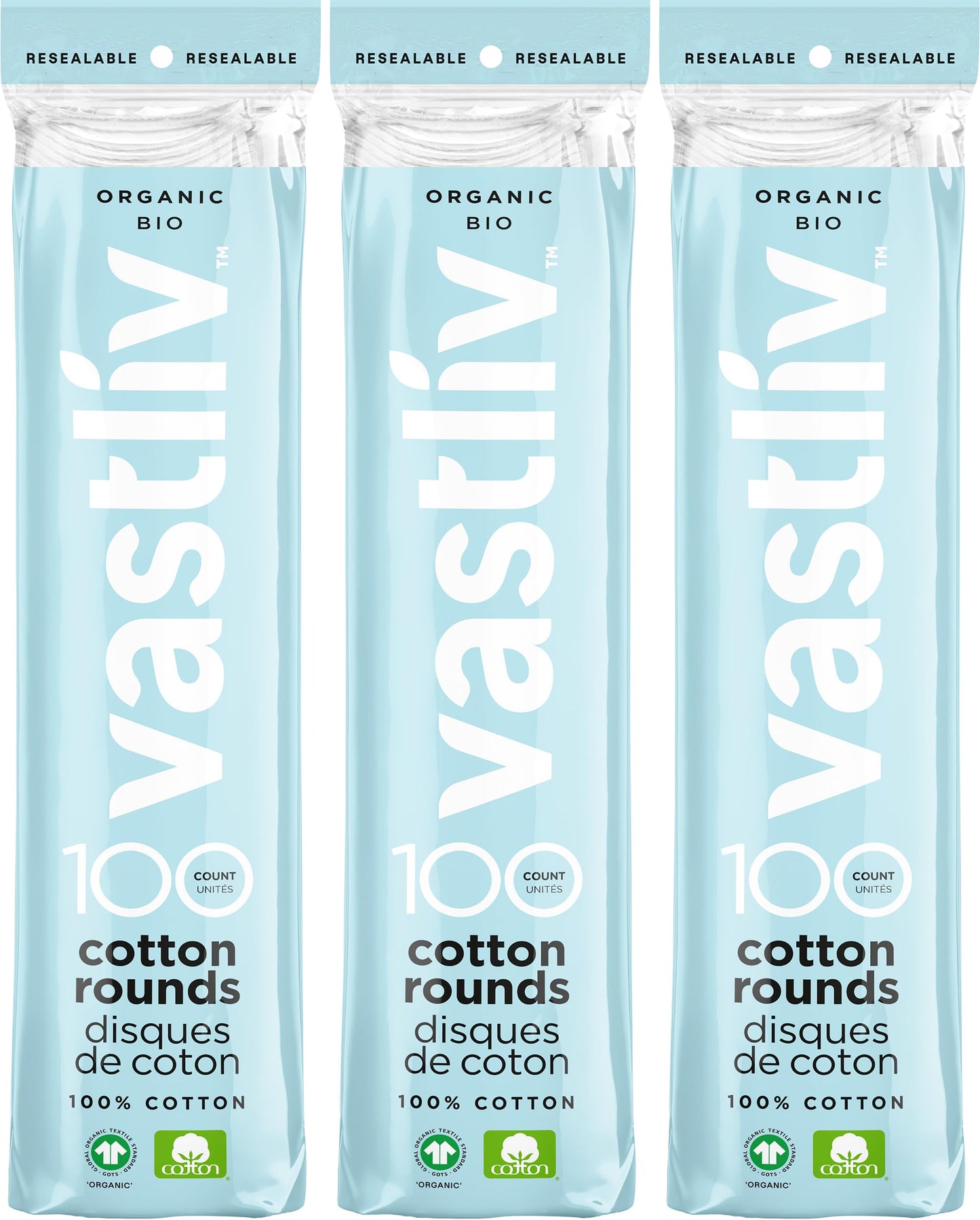 Vastliv Organic Cotton Rounds for Face (300 Count) Makeup Remover Pads, Hypoallergenic, Lint-Free | 100% Pure