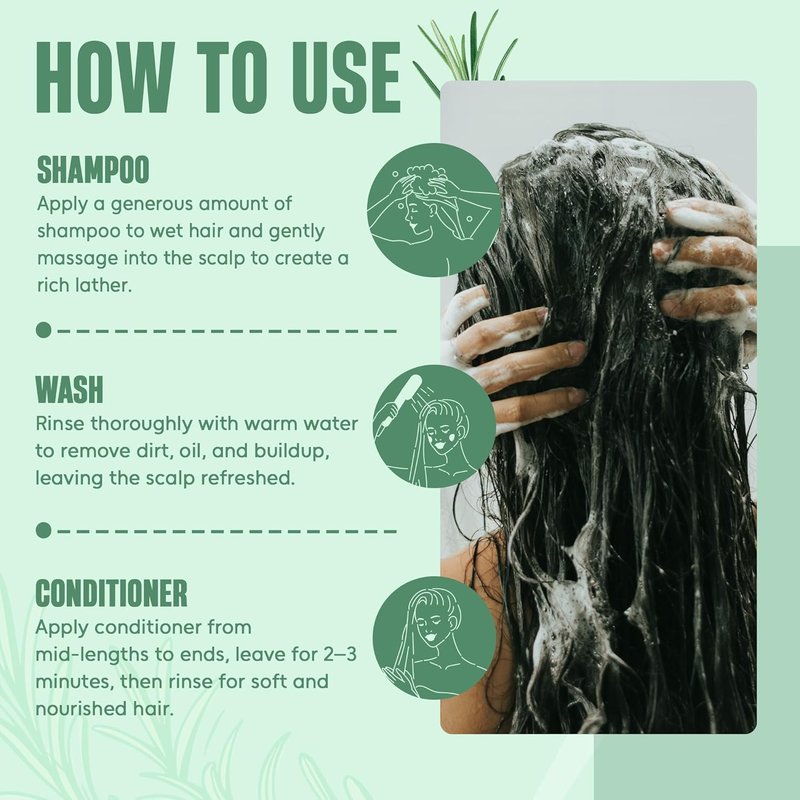 Rosemary Oil Shampoo and Conditioner Set - Sulfate-Free Thickening Formula with Batana Oil & Biotin | 16 fl oz Each | For Thinning Hair