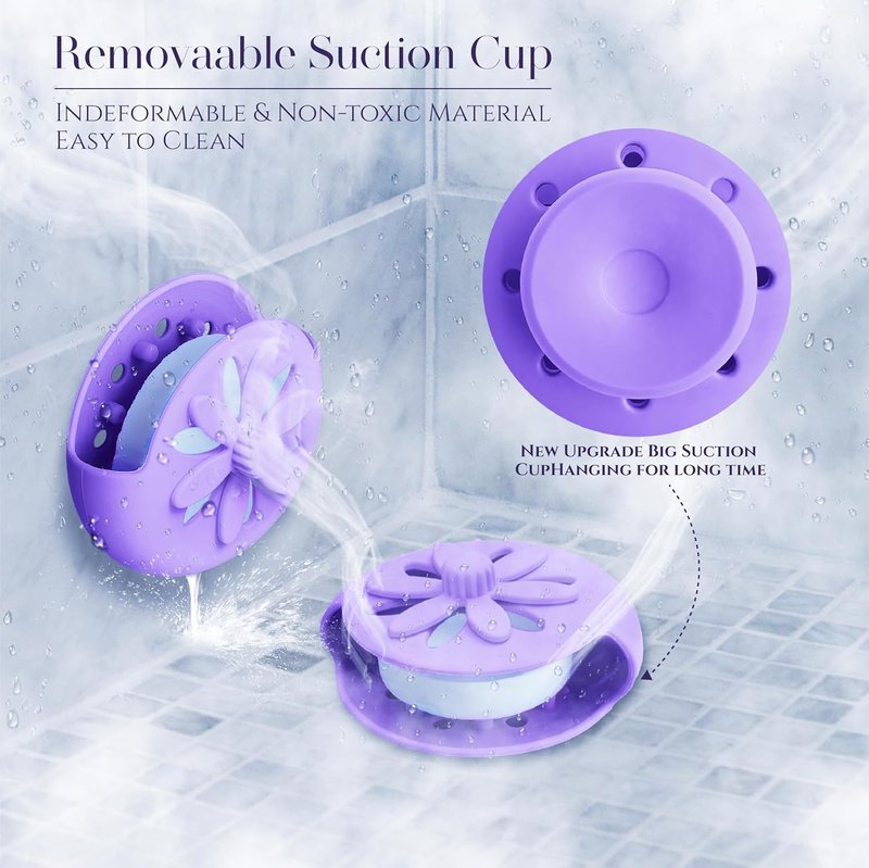 Purple Shower Steamers Tray - Suction Cup Holder for Long-Lasting Use | Flake Bath Bombs Container