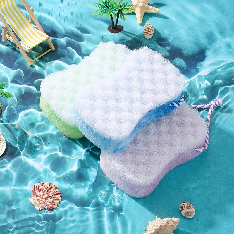 Boao 6 Pcs Bath Sponge for Women, Men Exfoliating Loofahs Body Scrubber Shower Sponges Big Pouf Foam Sponges to Spa Reusable Bathing Accessories(Fresh Color)