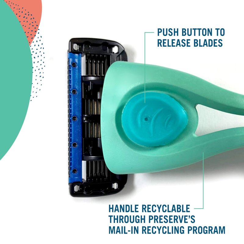 Preserve Shave 5 Five Blade Refillable Razor, Made from Recycled Materials, Coral Pink