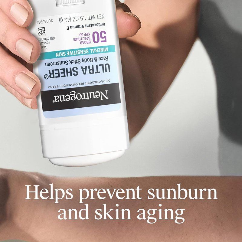 Neutrogena Ultra Sheer SPF 50 Mineral Sunscreen Stick - Zinc Oxide, No White Residue, 1.5 oz