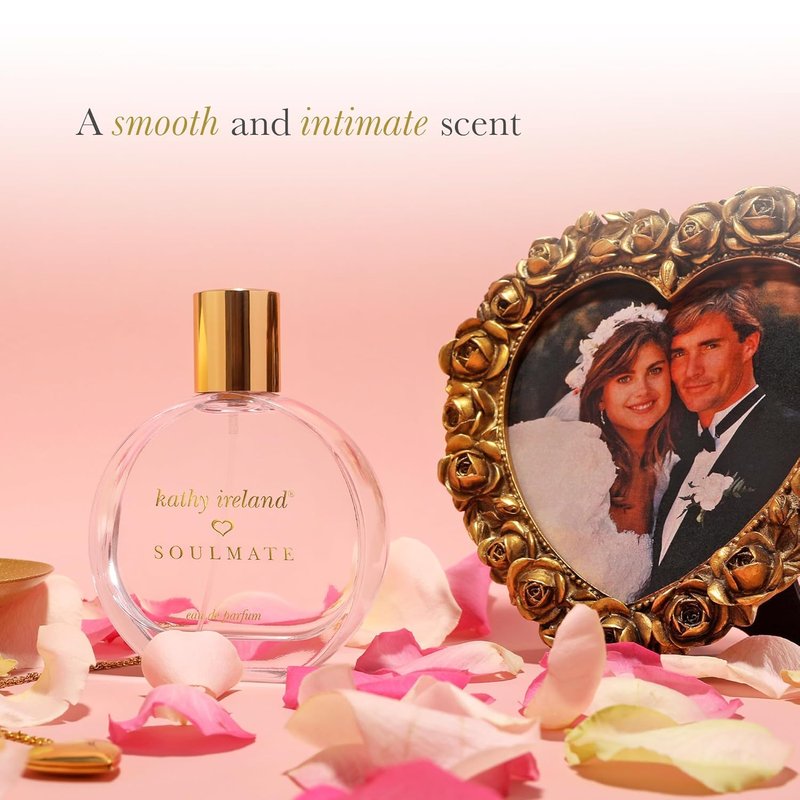 Kathy Ireland Soulmate - Floral, Fruity, Gourmand Perfume for Women - Eau de Parfum with Cherry, Mandarin, Pink Jasmine, Amber Notes - 0.34 oz