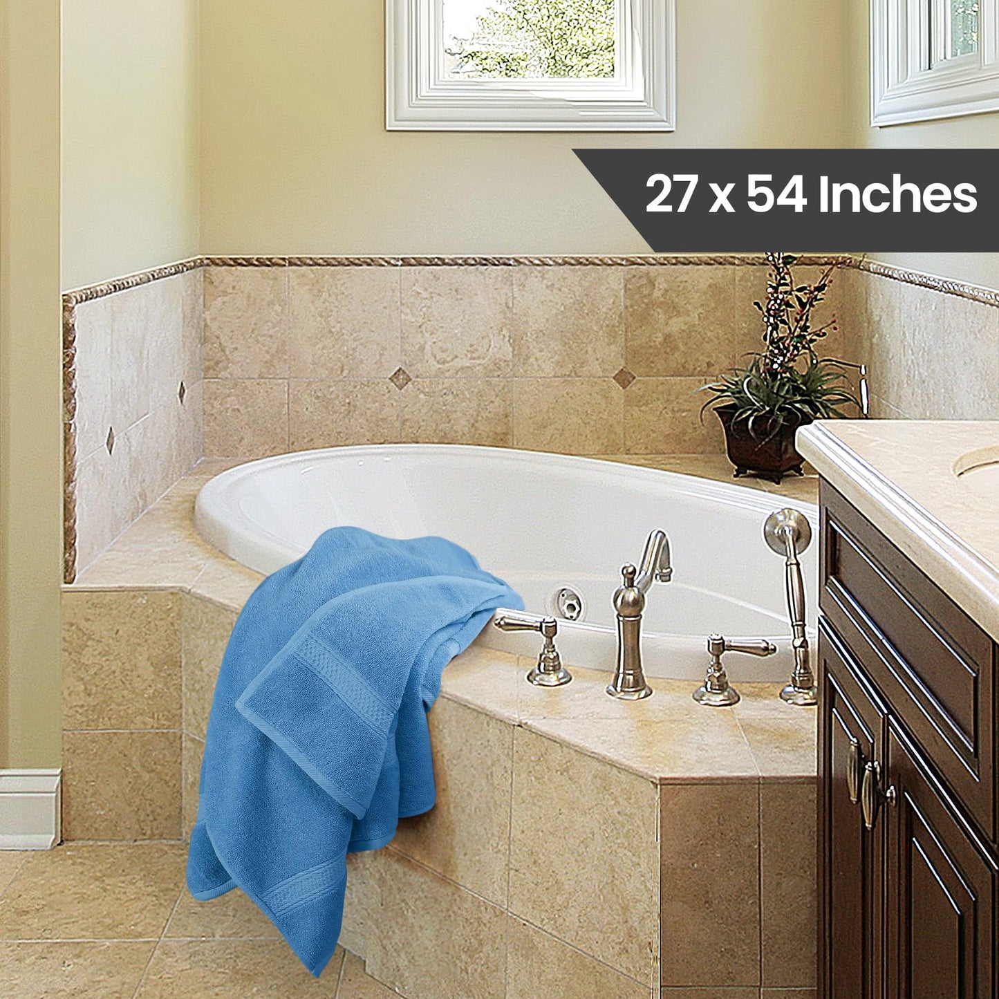 Utopia Towels 4 Pack Premium Bath Towels Set, 27 by 54 Inches, 100% Ring Spun Cotton 600GSM, Lightweight and Highly Absorbent Quick Drying Towels, Perfect for Daily Use, Electric Blue