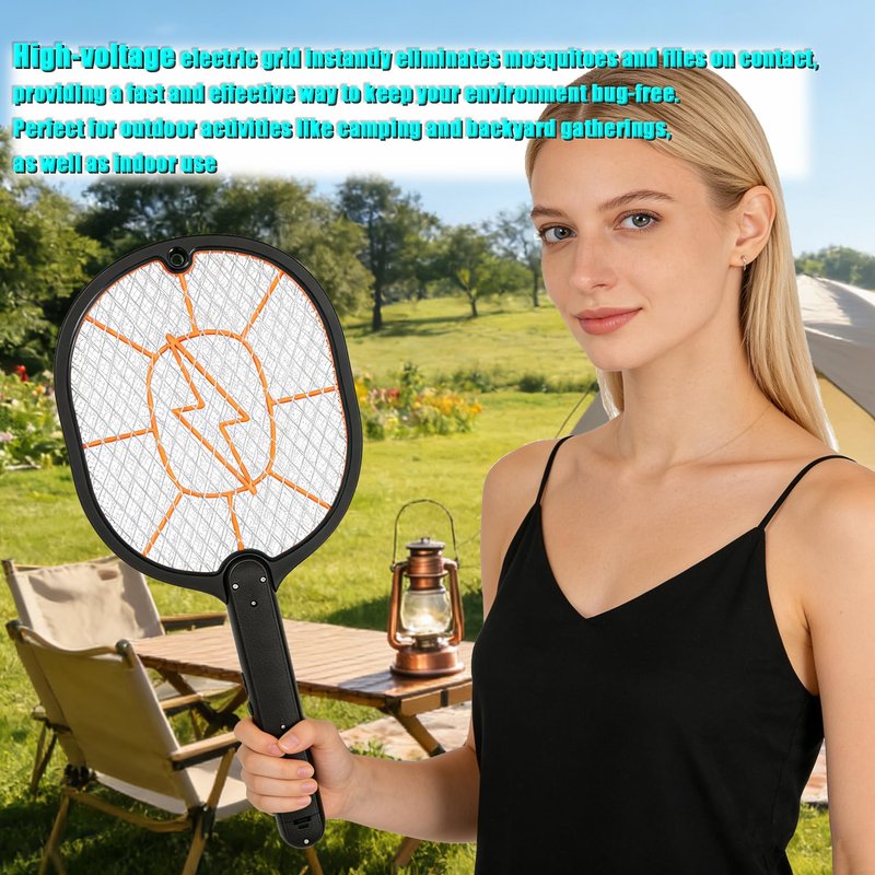 2-Pack Electric Fly Swatter, Black & Gray, AA Battery Operated Bug Zapper Racket for Indoor/Outdoor Use, Mosquito & Fly Killer, Handheld Insect Catcher