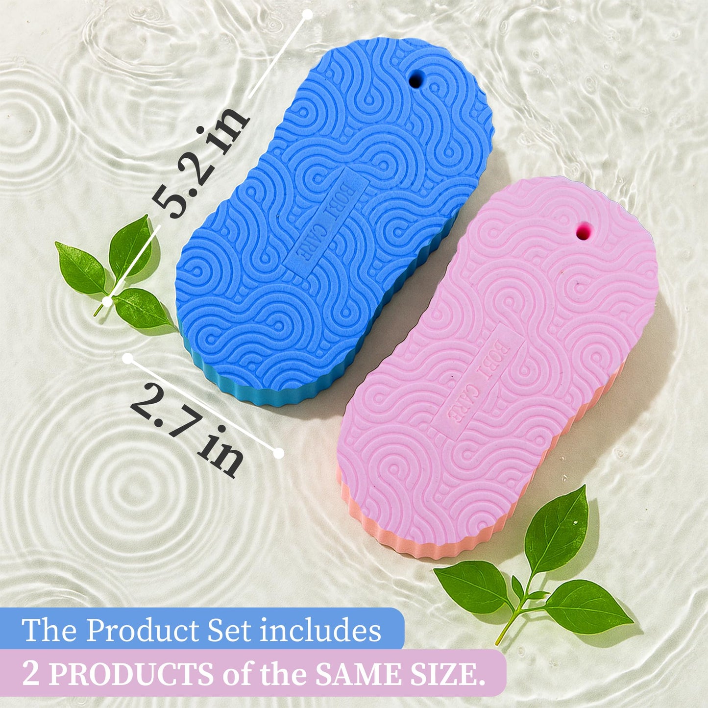 Magic Exfoliating Bath Sponge, 3D Super Soft Exfoliating Bath Sponge, Skin Friendly and Reusable for Adults Children and Pregnant Women Alternative to exfoliating Gloves (Blue + Pink)