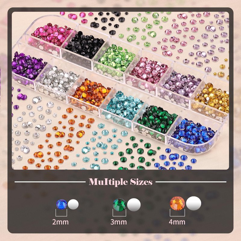 BELLEBOOST Nail Art Rhinestone Kit, 15ml Rhinestone Gel Glue+Colorful Gems+Flatback Glass Crystal AB&Clear Gemstones with Pickup Tools for Bedazzling Nail and Face Makeup