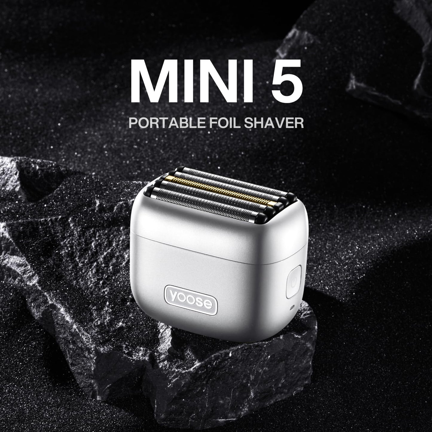 yoose MINI5 Foil Shaver, Portable Electric Razor for Men, Magnetic 5-Blade Cutting Head, IPX7 Waterproof, USB-C Rechargeable, 90 Min Cordless Dry Shave, Electric Shaver with Pouch, Silver