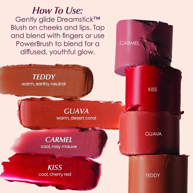 PERSONA Ballet Cosmetics Dreamstick Cream Blush | Buildable, Drag-Free Formula for Cheeks & Lips | Lightweight Multi-Stick with Skin-Loving Ingredients | Vegan, Fragrance-Free | Made in USA