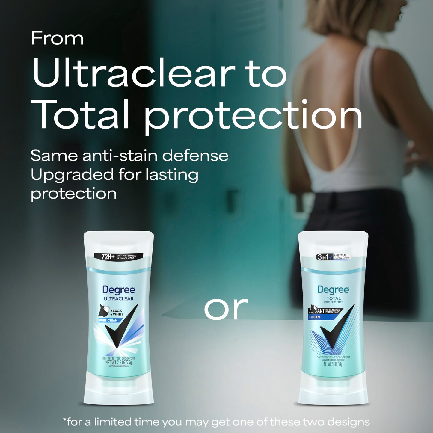 Degree Antiperspirant for Women Pure Clean 4 count Protects from Deodorant Stains Deodorant for Women 2.6 oz