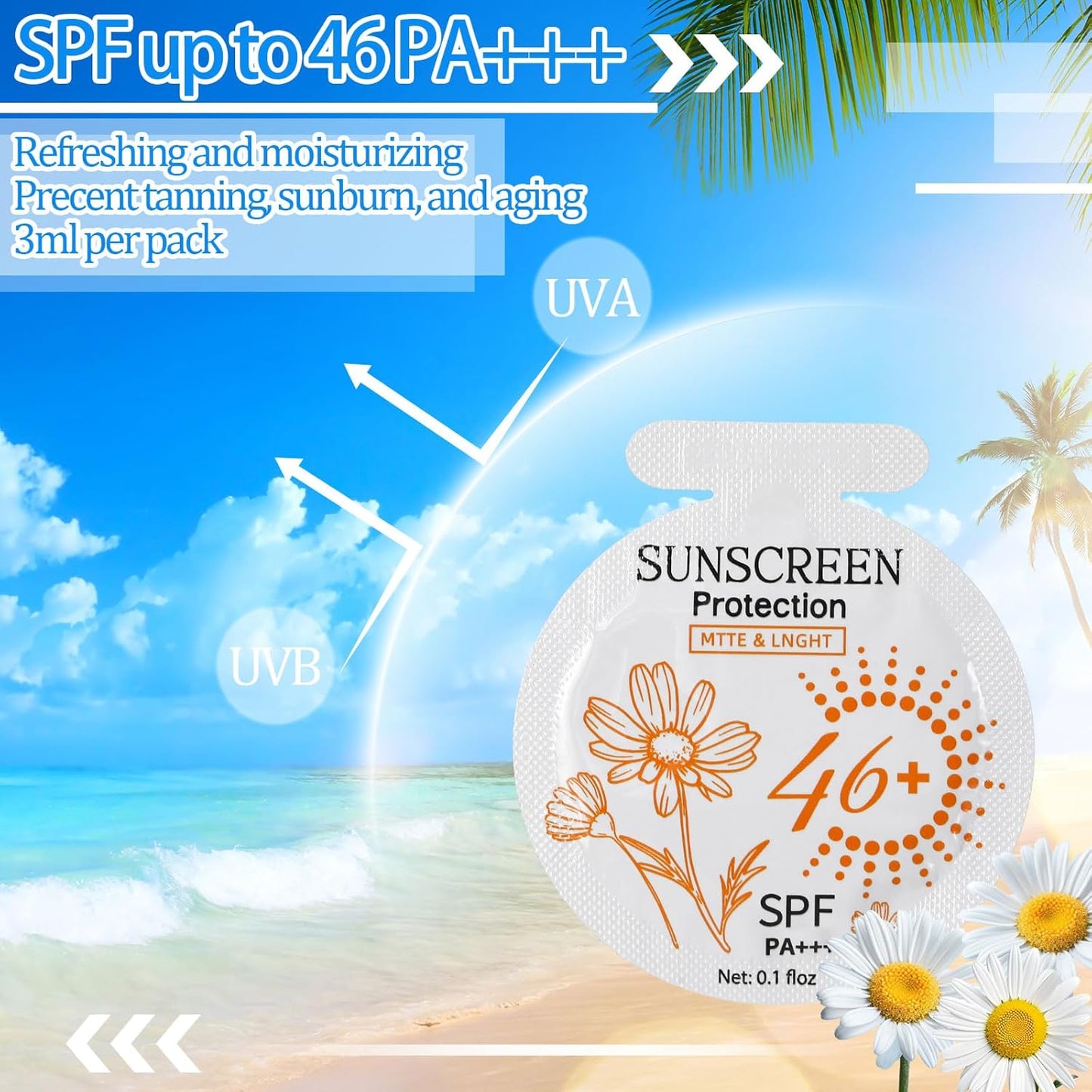Skiennix Mini Travel Size Sunscreen Packets - SPF 46+ | 30 Pcs Ideal for Summer Parties & Gifts
