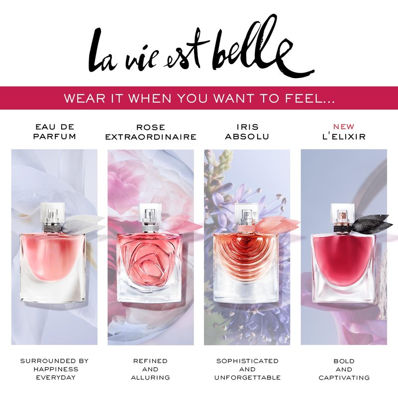 Lancôme La Vie Est Belle L'Elixir Eau De Parfum 3.4 Fl.oz Refill - Warm, Velvety Floral Perfume with Notes of Raspberry, Bergamot, Violet, Rose & Cocoa Butter - Womens Perfume