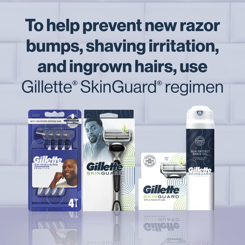 Gillette SkinGuard Razors for Men, 1 Razor Handle and 2 Razor Blade Refills, Designed for Men with Sensitive Skin, Razor Bumps, and Shaving Irritation