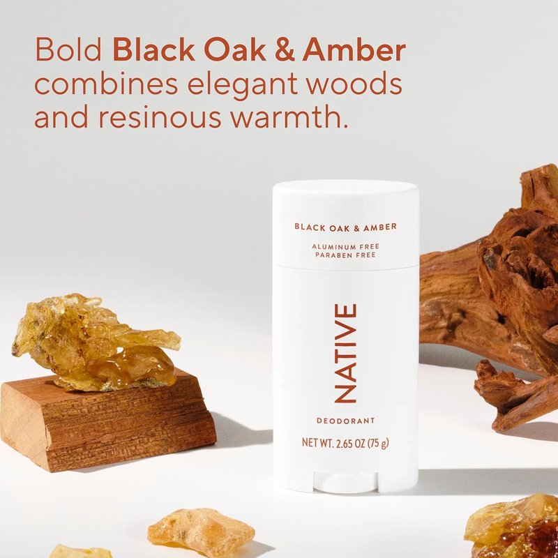 Native Deodorant - Aluminum Free Odor Control for Men & Women | Black Oak & Amber, 2.65oz