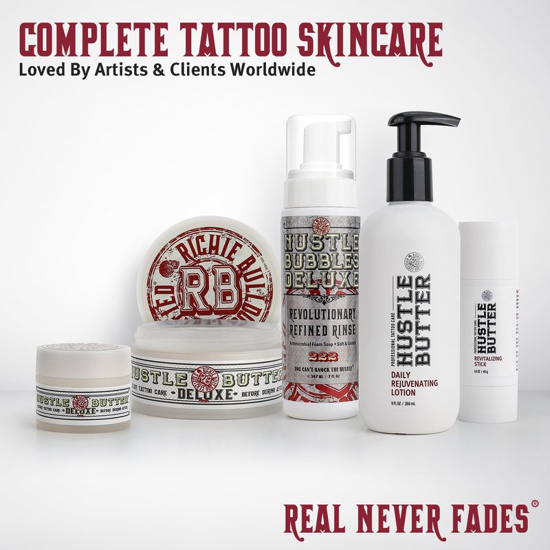 Hustle Butter Tattoo Aftercare - Daily Moisturizing Lotion - Naturally Derived Vegan Cruelty Free - Everyday All Over Use for Tattoos - 9 fl oz