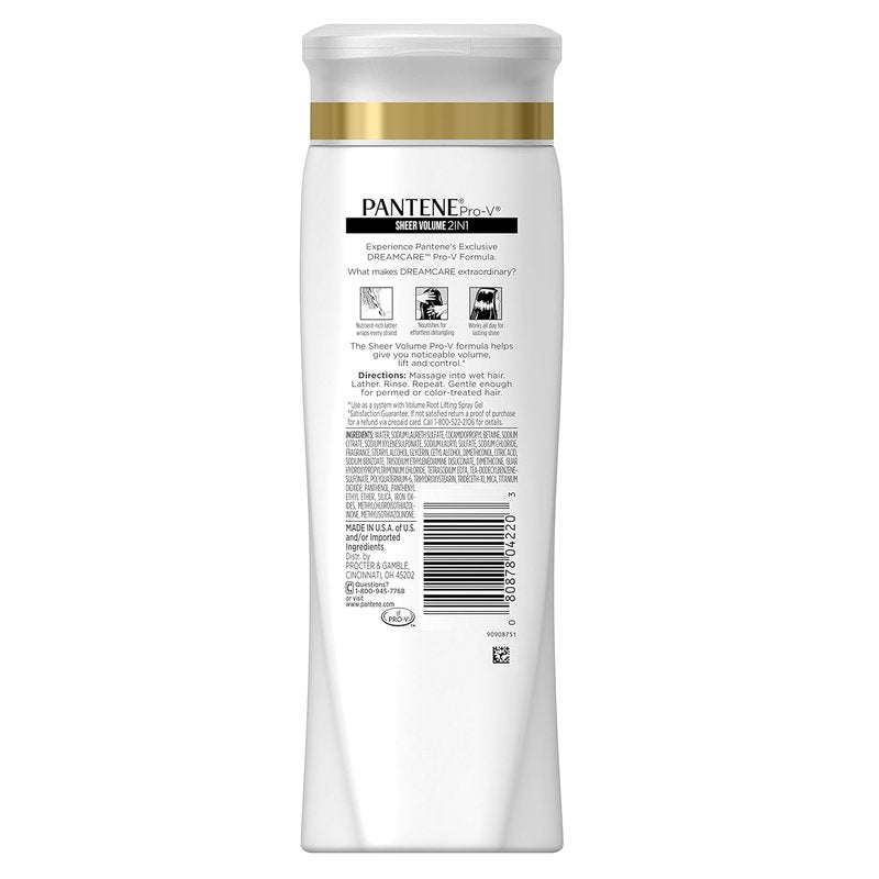Pantene Pro-V 2 in 1 Shampoo & Conditioner, Sheer Volume with Collagen, 12.6 Ounce