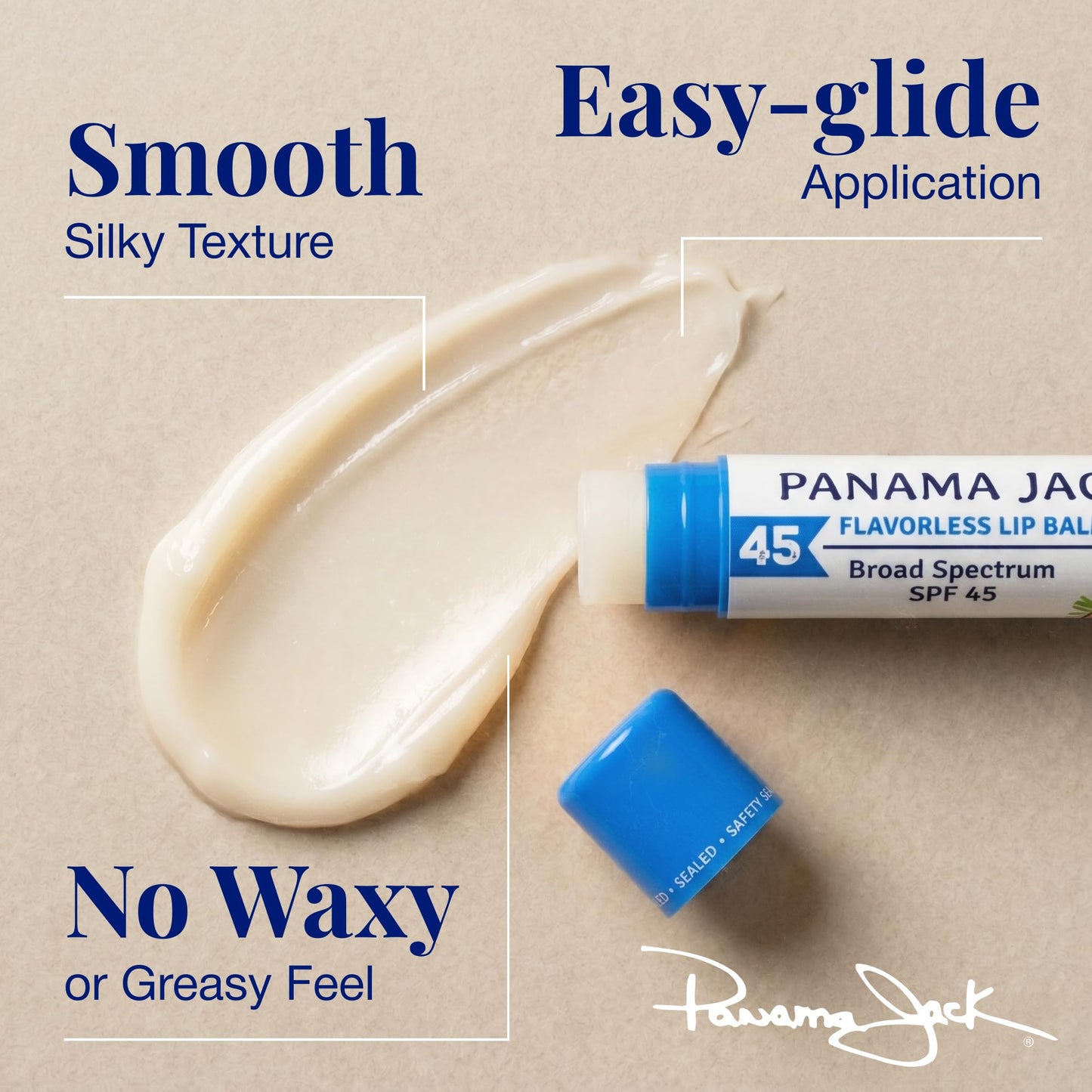 Panama Jack Sunscreen Lip Balm - SPF 45, Broad Spectrum UVA-UVB Sunscreen Protection, Prevents & Soothes Dry, Chapped Lips