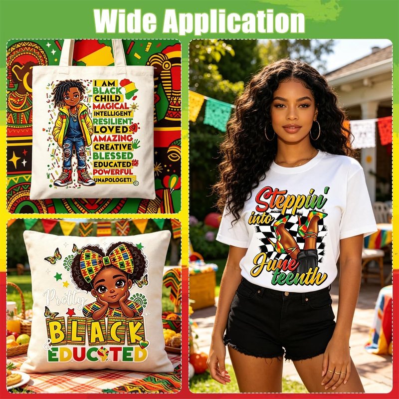Juneteenth DTF Heat Transfers - Black Pride Iron-On Decals for DIY Clothing | 3 Pack