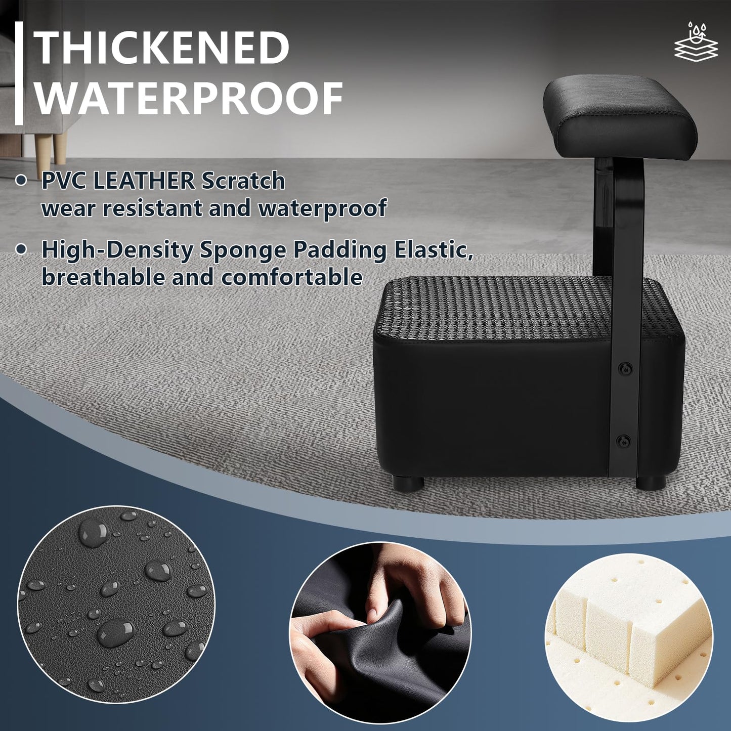 TONESLY Independent Footrest for Backwash Beauty Spa Shampoo Bowl and Chair Set,Footstool for Spa Beauty, Ottoman for Shampoo Station Chair in Salon and Spa (Black)