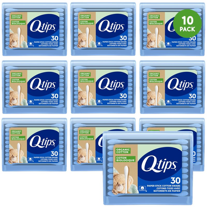 Q-tips Organic Cotton Swabs, Travel-Size 10-Pack – Household Essentials, Beauty & Personal Care, 30 Ct Ea