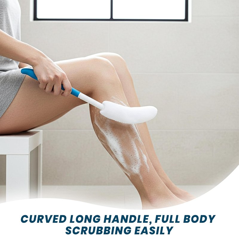 Import UNK Long Anti-Slip Curve Handled Bath Body Brush, Replaceable Scrubbing Brush, Suitable for Middle Aged, Elderly/Pregnant Women Aid Bathing & Shower, 15.33 Inch