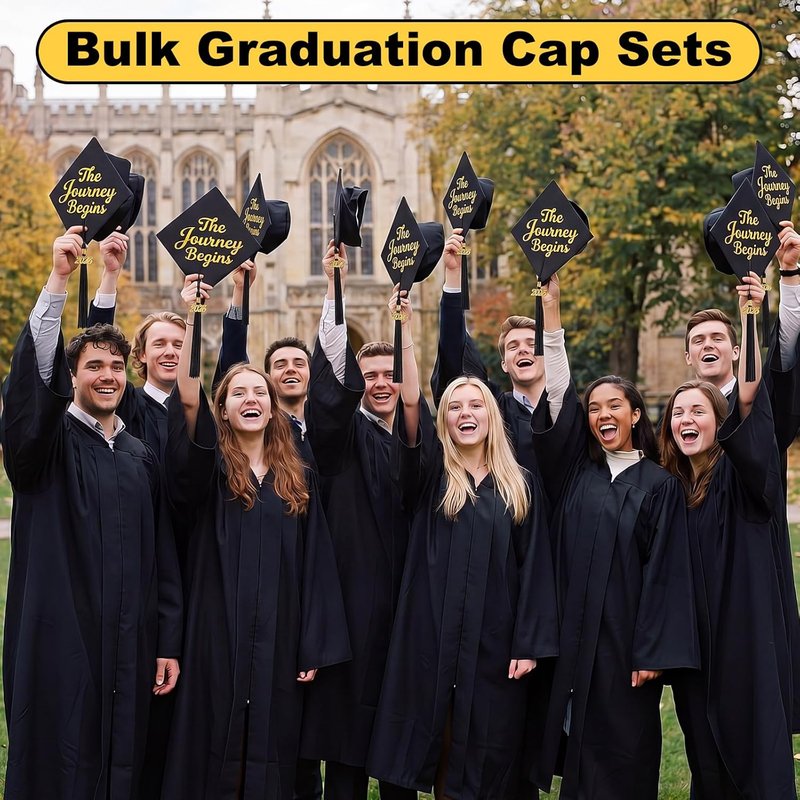 Graduation Caps Set - 12 Pcs with 2026 Tassels | Perfect for Bachelor & Master Degrees