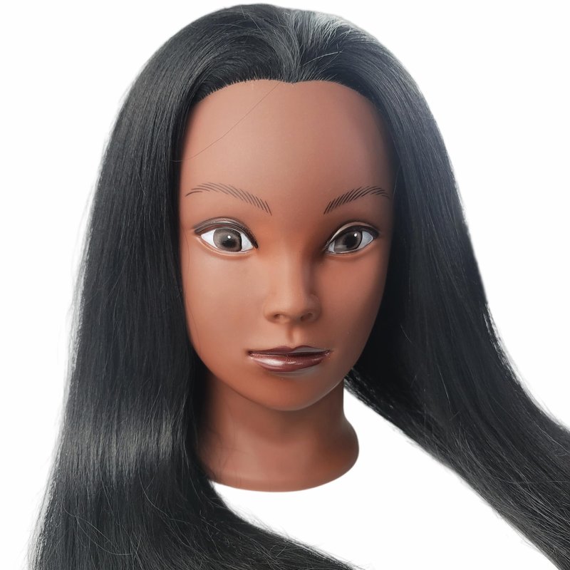 Czrleaty African Mannequin Head for Braiding, Black Mannequin Head with Hair - 21" Training Doll Head for Kids Hair Styling or Braiding Practice