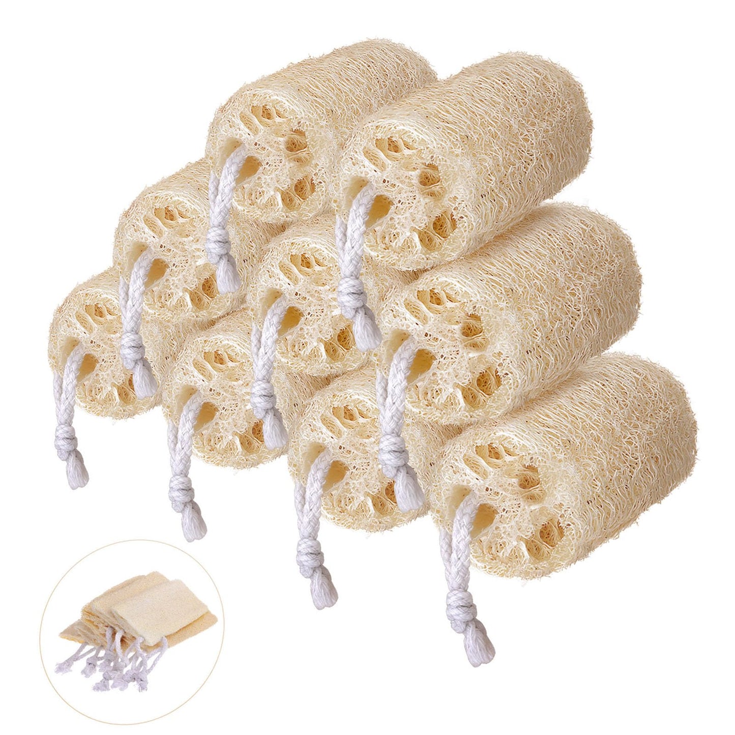 Hoemwarm 9 Pack 4”Natural Loofah Sponge Small Size Natural Organic Loofah for Kitchen Cleaning Dishes Toddler Exfoliating Skin Care Body Scrubber