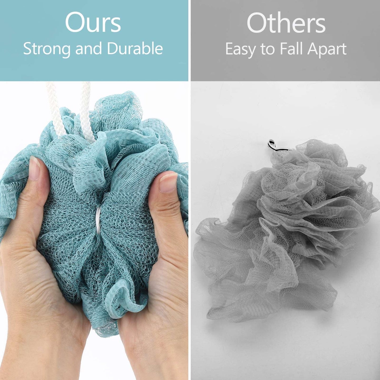 BTYMS 75g/Pc Large Loofah Bath Sponge, Exfoliating Body Scrubber Shower Scrunchies Mesh Pouf - Set of 6