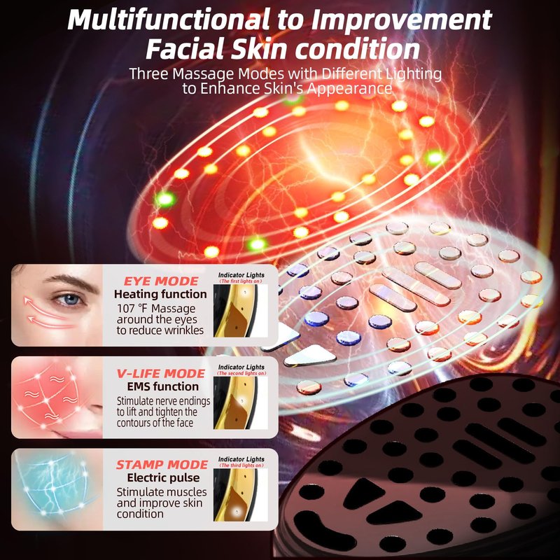 Microcurrent Multifunctional Facial Device, Smart Photon Micro-Current Device Electric Face Lift Light Therapy Skin Care Beauty Machine